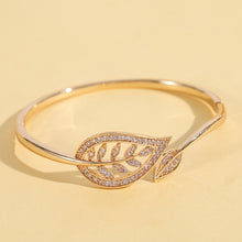 Load image into Gallery viewer, Juliette 14K Gold Plated Leaf Bangle