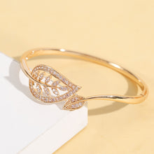 Load image into Gallery viewer, Juliette 14K Gold Plated Leaf Bangle