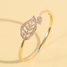 Load image into Gallery viewer, Juliette 14K Gold Plated Leaf Bangle
