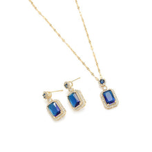 Load image into Gallery viewer, Alana Sapphire Zircon Necklace + Earrings Set - Serenity Handmade Jewelry