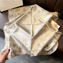 Load image into Gallery viewer, Goldie Dotted Flower Satin Scarf - Serenity Handmade Jewelry