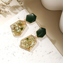 Load image into Gallery viewer, Hexagon Avocado Dangle Earrings - Serenity Handmade Jewelry