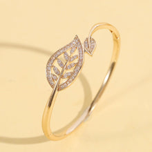 Load image into Gallery viewer, Juliette 14K Gold Plated Leaf Bangle - Serenity Handmade Jewelry