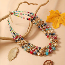Load image into Gallery viewer, Oriana Tri-Layer Statement Bib Necklace - Serenity Handmade Jewelry