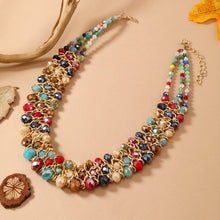 Load image into Gallery viewer, Oriana Tri-Layer Statement Bib Necklace - Serenity Handmade Jewelry