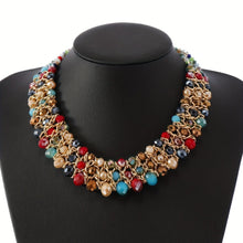 Load image into Gallery viewer, Oriana Tri-Layer Statement Bib Necklace - Serenity Handmade Jewelry
