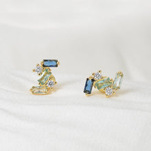Load image into Gallery viewer, Orlova Blue Zircon Stud Earrings - Serenity Handmade Jewelry
