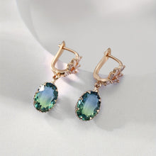 Load image into Gallery viewer, Tara Tourmaline Oval Inlaid Earrings - Serenity Handmade Jewelry