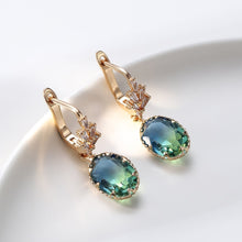 Load image into Gallery viewer, Tara Tourmaline Oval Inlaid Earrings - Serenity Handmade Jewelry