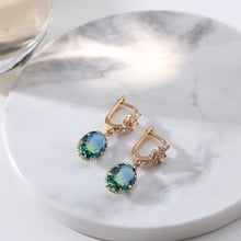 Load image into Gallery viewer, Tara Tourmaline Oval Inlaid Earrings - Serenity Handmade Jewelry