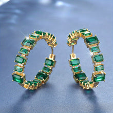 Load image into Gallery viewer, Viola Emerald Shine Hoops - Serenity Handmade Jewelry