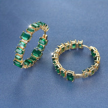 Load image into Gallery viewer, Viola Emerald Shine Hoops - Serenity Handmade Jewelry