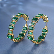 Load image into Gallery viewer, Viola Emerald Shine Hoops - Serenity Handmade Jewelry