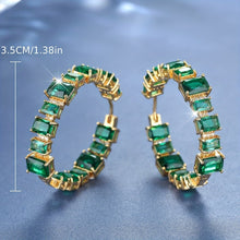 Load image into Gallery viewer, Viola Emerald Shine Hoops - Serenity Handmade Jewelry