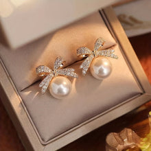 Load image into Gallery viewer, Winter Bowknot Pearl Earrings - Serenity Handmade Jewelry