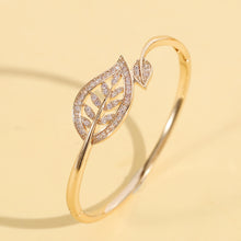 Load image into Gallery viewer, Juliette 14K Gold Plated Leaf Bangle
