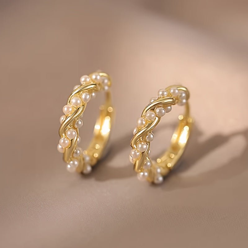 Amalina Faux Pearl Wrap Hoop Earrings - Serenity Handmade Jewelry