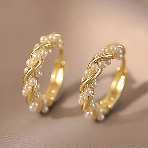 Amalina Faux Pearl Wrap Hoop Earrings - Serenity Handmade Jewelry