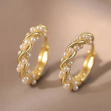 Load image into Gallery viewer, Amalina Faux Pearl Wrap Hoop Earrings - Serenity Handmade Jewelry
