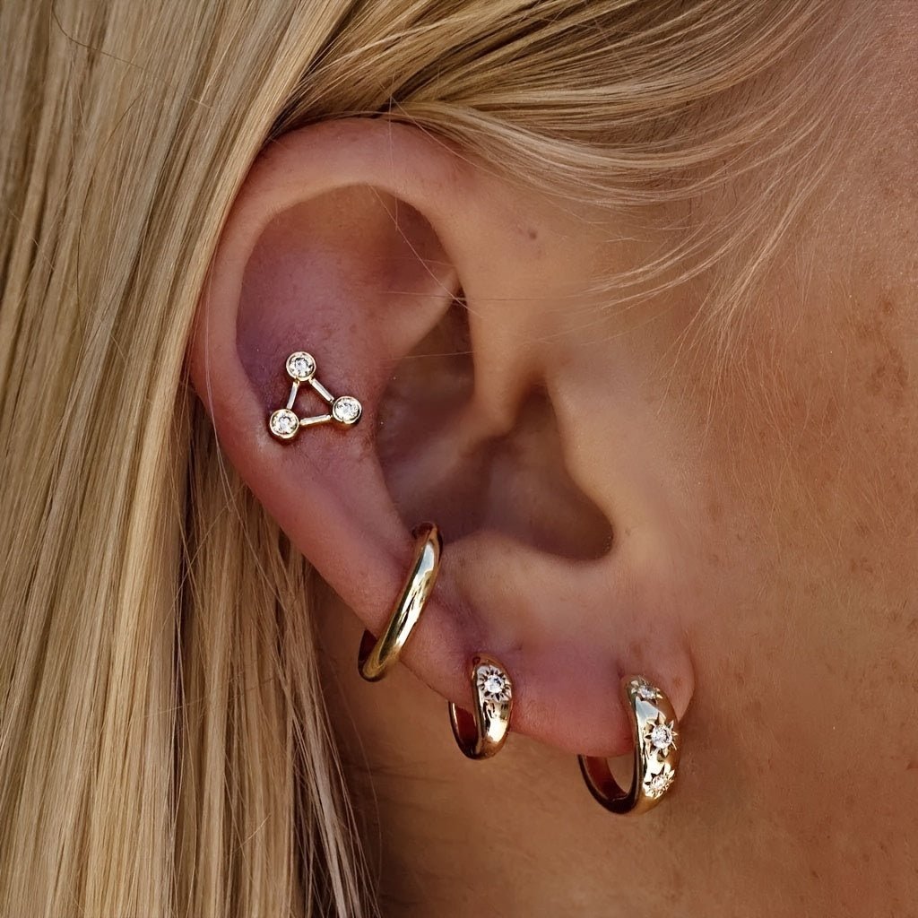 Delicate Sun Totem Inlaid With Zircon Design Hoop Earrings