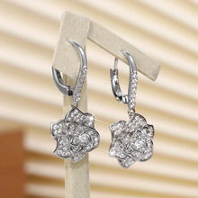 Load image into Gallery viewer, Flower Shape Hook Earrings Full Of Shiny Zircon For Women Daily Casual Fine Jewelry Lover Gift - Serenity Handmade Jewelry
