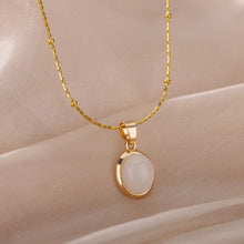 Load image into Gallery viewer, Golden Opal Elegance Pendant Necklace - Serenity Handmade Jewelry
