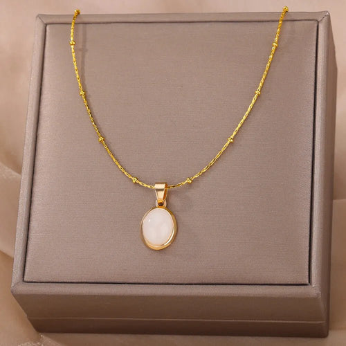 Golden Opal Elegance Pendant Necklace - Serenity Handmade Jewelry