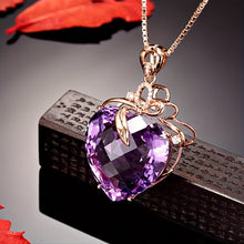 Load image into Gallery viewer, 14K Gold Plated Amethyst Heart Necklace - Serenity Handmade Jewelry
