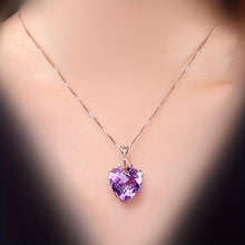 Load image into Gallery viewer, 14K Gold Plated Amethyst Heart Necklace - Serenity Handmade Jewelry
