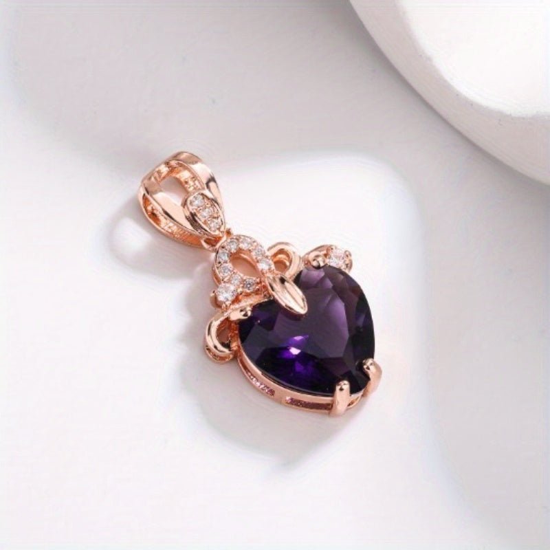 14K Gold Plated Amethyst Heart Necklace - Serenity Handmade Jewelry