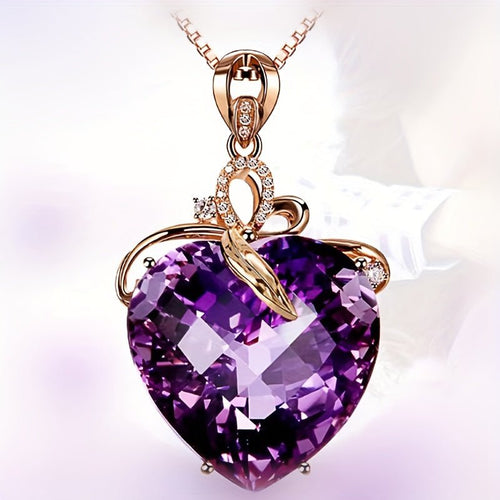 14K Gold Plated Amethyst Heart Necklace - Serenity Handmade Jewelry