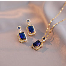 Load image into Gallery viewer, Alana Sapphire Zircon Necklace + Earrings Set - Serenity Handmade Jewelry
