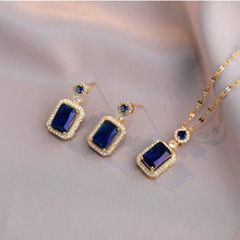 Load image into Gallery viewer, Alana Sapphire Zircon Necklace + Earrings Set - Serenity Handmade Jewelry
