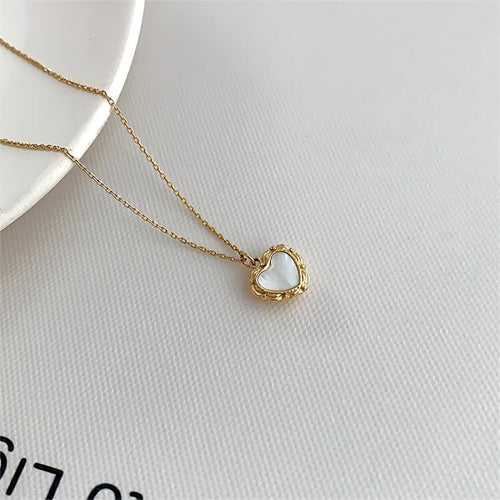 Ari 18K Gold Plated Heart Shell Necklace - Serenity Handmade Jewelry