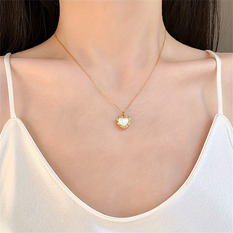 Ari 18K Gold Plated Heart Shell Necklace - Serenity Handmade Jewelry