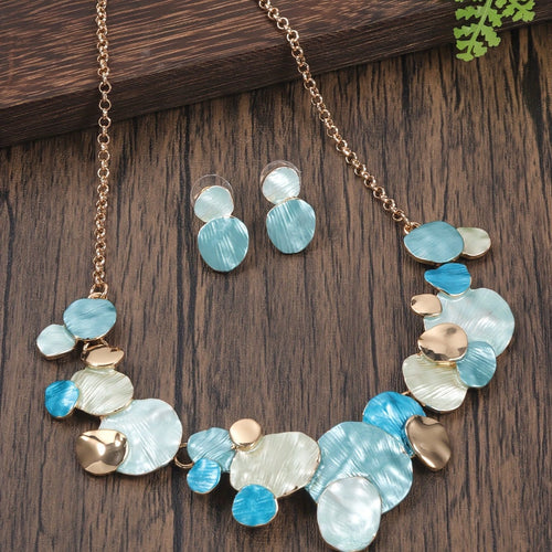 Bohemian Oyster Necklace + Earrings Set - Serenity Handmade Jewelry