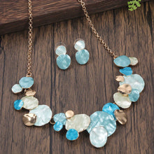 Load image into Gallery viewer, Bohemian Oyster Necklace + Earrings Set - Serenity Handmade Jewelry
