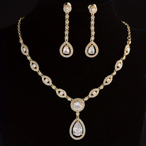 Brandi 18K Gold Plated Droplet Earring & Necklace Set - Serenity Handmade Jewelry