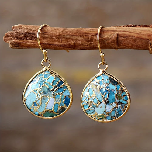 Delilah Teardrop Turquoise Dangle Earrings - Serenity Handmade Jewelry