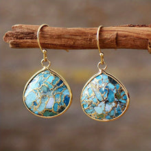 Load image into Gallery viewer, Delilah Teardrop Turquoise Dangle Earrings - Serenity Handmade Jewelry
