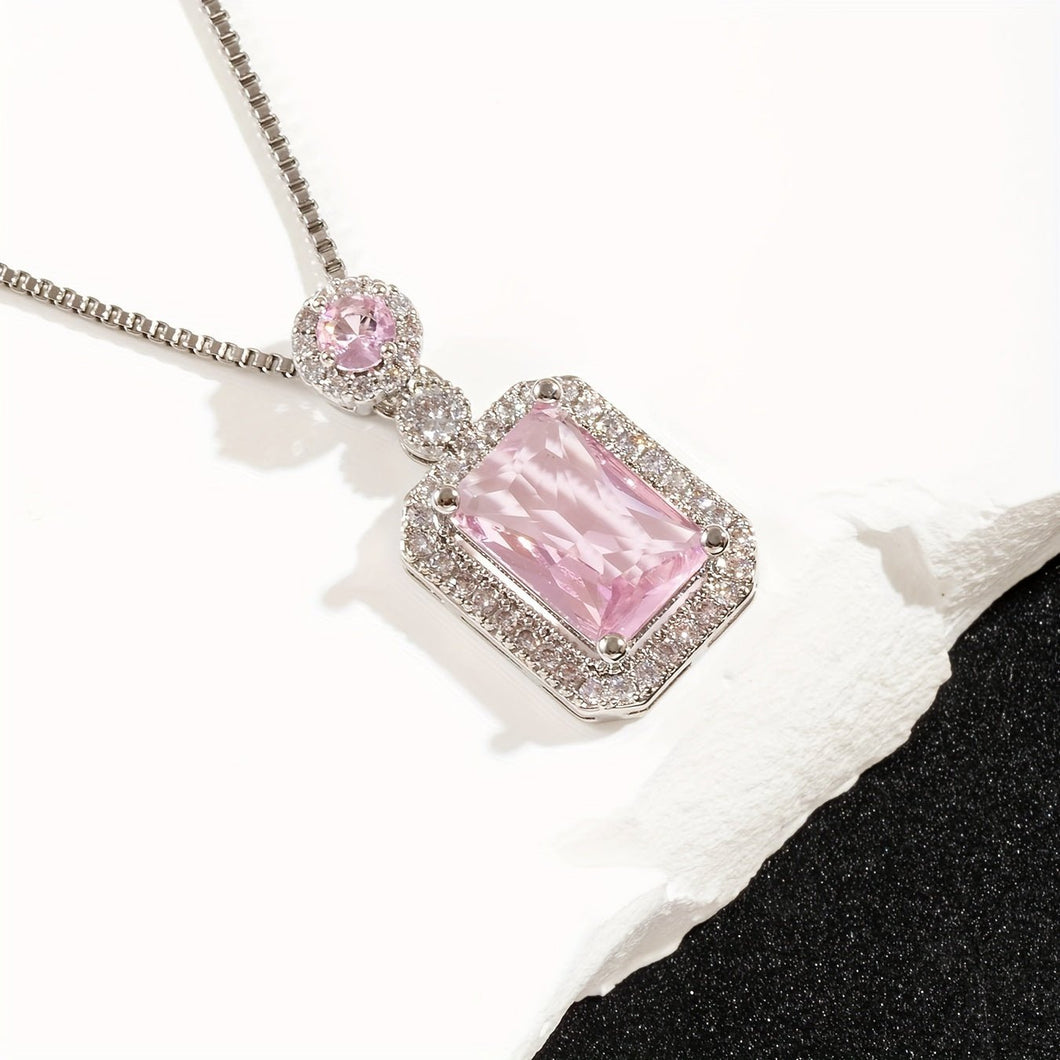 Emmelina Zircon Square Pendant Necklace - Serenity Handmade Jewelry