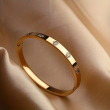 Load image into Gallery viewer, Fabienne 18K Gold Plated Rhinestone Bangle - Serenity Handmade Jewelry
