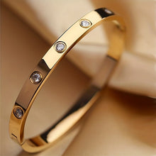 Load image into Gallery viewer, Fabienne 18K Gold Plated Rhinestone Bangle - Serenity Handmade Jewelry
