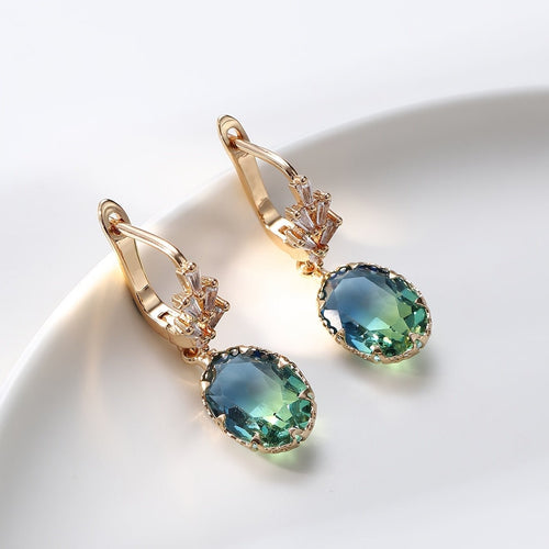 Tara Tourmaline Oval Inlaid Earrings - Serenity Handmade Jewelry