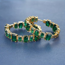 Load image into Gallery viewer, Viola Emerald Shine Hoops - Serenity Handmade Jewelry
