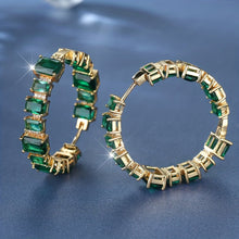 Load image into Gallery viewer, Viola Emerald Shine Hoops - Serenity Handmade Jewelry
