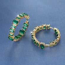 Load image into Gallery viewer, Viola Emerald Shine Hoops - Serenity Handmade Jewelry
